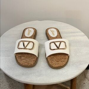 Liliana Cream Sandals with Gold Buckle
